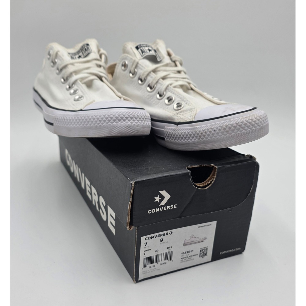 Converse Chuck Taylor All Star Low Top White Canvas Sneakers 164301F Men 7 Wmn 9